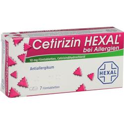 Eine Packung Cetirizin Hexal Tabletten gegen Allergien.