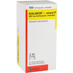 Eine Packung Kalinor-Kapseln zur Kaliumhaushalt-Normalisierung.