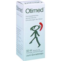 Eine Packung homöopathisches Arzneimittel für Ohrenerkrankungen von Otimed.