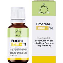 Ein braunes Fläschchen mit der Aufschrift "Prostata-Entoxin N" steht neben der Verpackung.