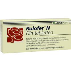Eine Packung mit 20 Filmtabletten zur Behandlung von Eisenmangelzuständen.