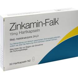 Eine Medikamentenpackung für Zinkamin-Falk Hartkapseln mit 15 mg Dosierung.
