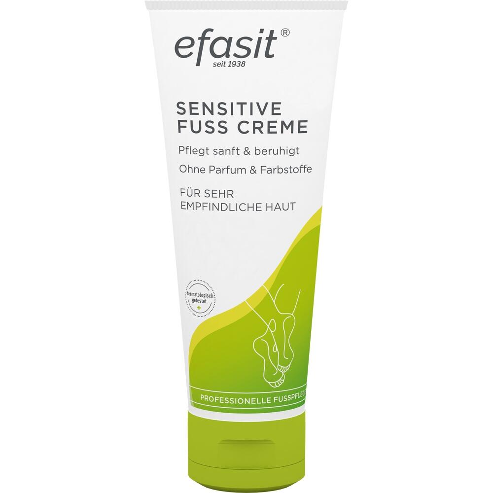 Eine Tube Fußcreme für empfindliche Haut, ohne Parfüm und Farbstoffe.